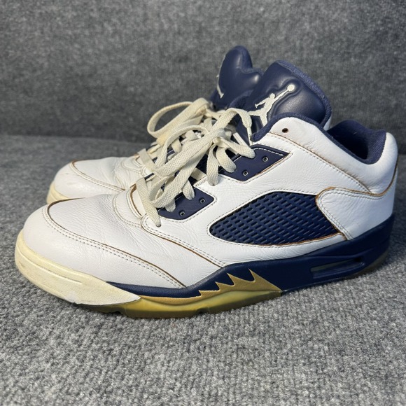 Nike Air Jordan 5 V Retro Low White Navy Gold Men's Sz 12 819171 135 - Picture 2 of 11